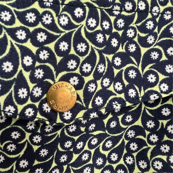 Michael Kors Women's Floral Zip-Up Blouse V-Neck Long Sleeve M - Picture 5 of 8